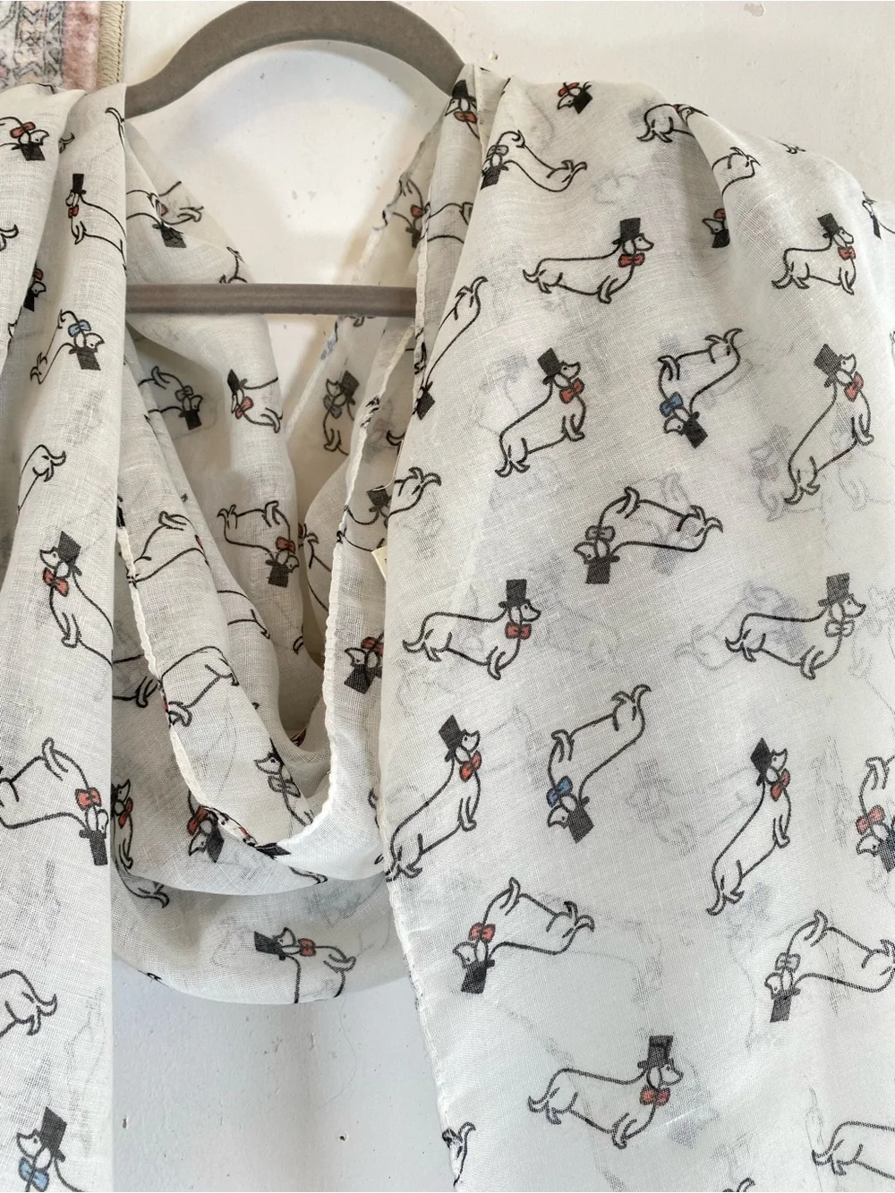 Daschund Novelty Print Gauze Large Scarf Travel Wrap